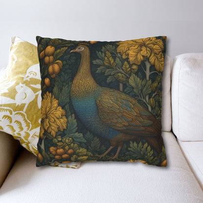 William Morris Inspired Wild Turkey Pillowcase: Botanical Cottagecore Decor