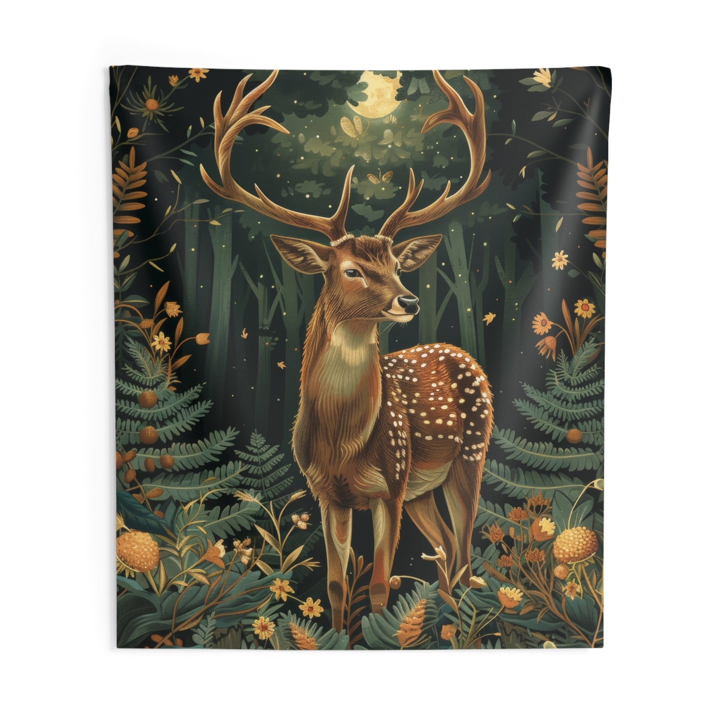 Tapestry of Forestcore Deer William Morris Inspired Art Nouveau Indoor Wall Tapestries