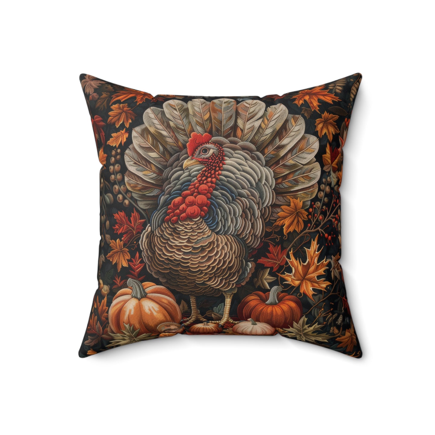 Thanksgiving Turkey Pillow: William Morris Inspired Fall Decor