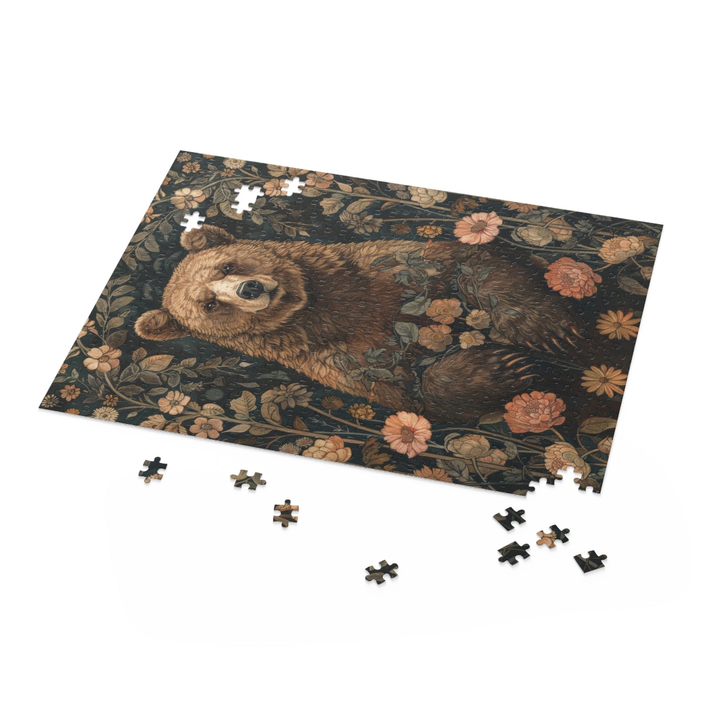 William Morris Inspired Forestcore Mama Bear Jigsaw Puzzle (120, 252, 500-Piece)  Gift-Ready Box, Adult Jigsaw Puzzle, Gift Him Her