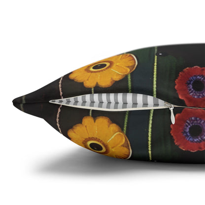 Whimsical Cat Floral Mewdow Square Pillowcase, Gustav Klimt Home Decor, Black Cat Cushion