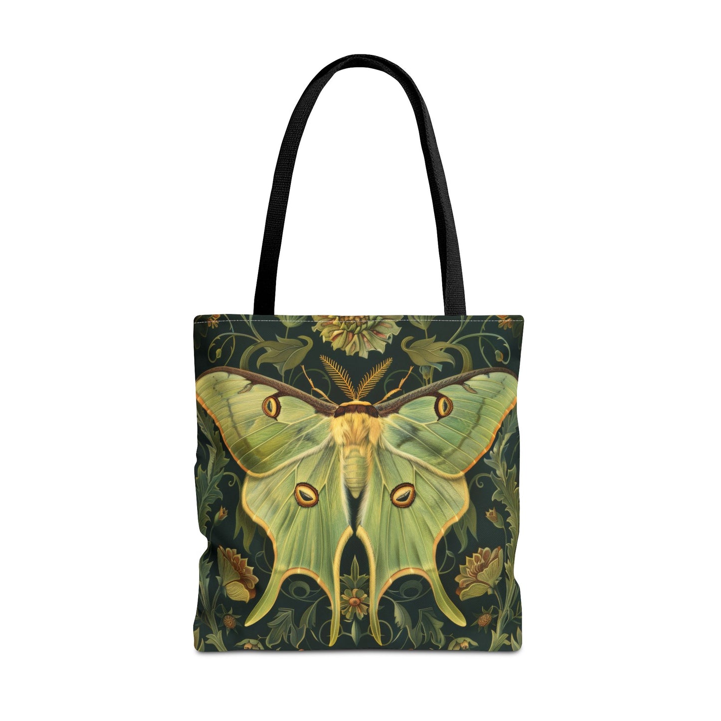 Woodland Luna Moth Tote Bag William Morris Inspired, Green Tote Bag, Eco-Friendly Carryall