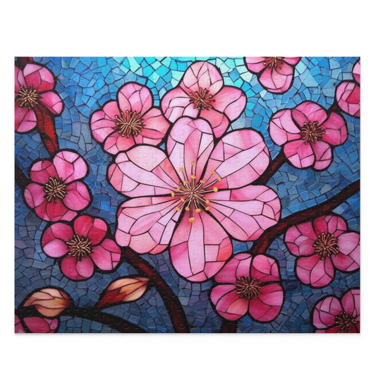 Stained Glass Cherry Blossom Jigsaw Puzzle (120, 252, 500-Piece)  Gift-Ready Box, Adult Jigsaw Puzzle, Gift Him Her