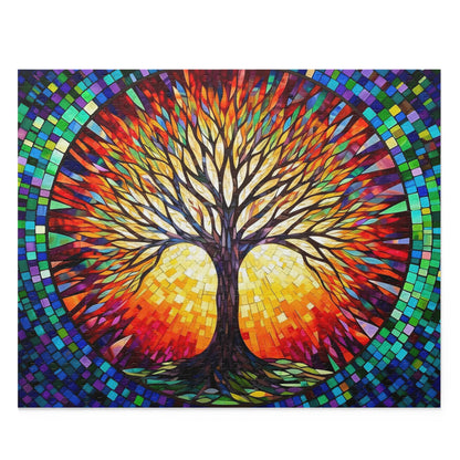 Colorful Tree of Life Mosaic Stained Glass Puzzle (120, 252, 500-Piece) Gift-Ready Box, Adult Jigsaw Puzzle