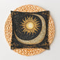 Celestial Sun and Moon Gold Ornate Gothic Polyester Square Pillowcase