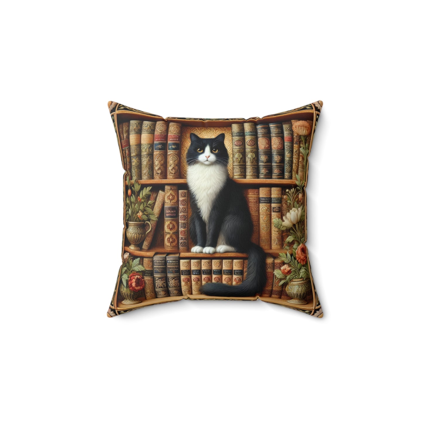 Cat Bookshelf Pillow: Whimsical Book Lover Home Decor