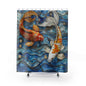 Stained Glass Koi Fishes Blue Wave Polyester Shower Curtain