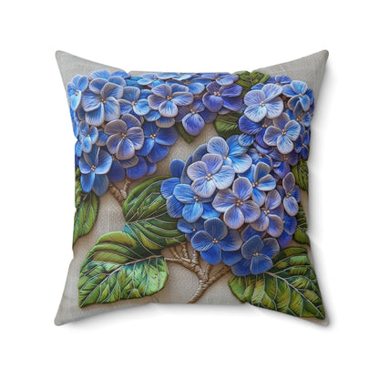 Hydrangea Purple Blue Decorative Pillow, Botanical Home Decor Pillow