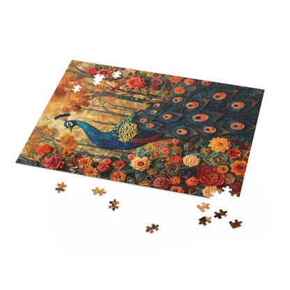Art Deco Peacock Puzzle Box (120, 252, 500-Piece) Family Jigsaw Puzzle, Puzzle Box Gift For Her