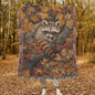 William Morris Inspired Sleeping Raccoon Forest Fall Leaves Woven Blanket, Home Decor Gift, Cozy Throw, Bedspread, Wall Tapestry