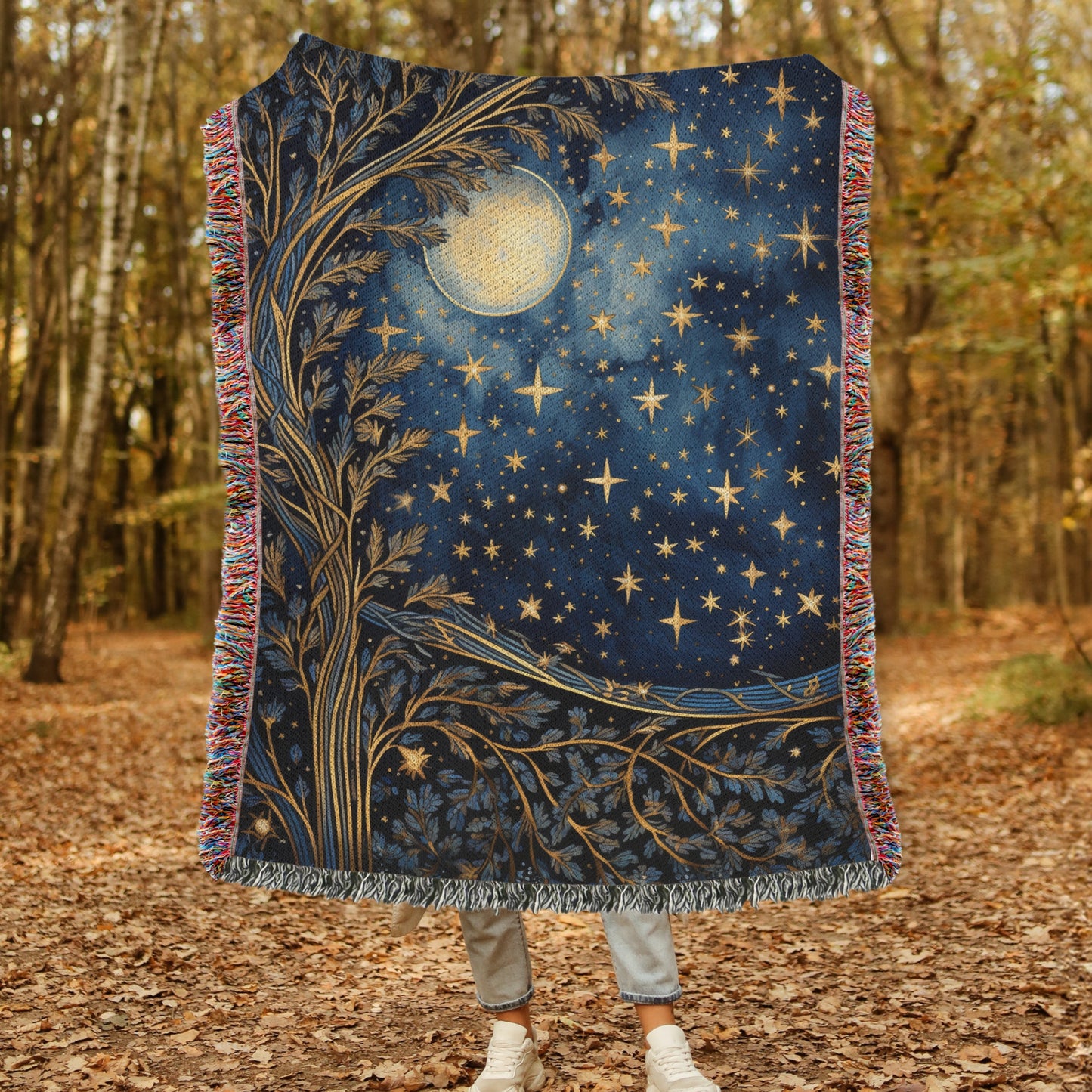 The Moon And The Stars Whimsical Night Woven Blankets