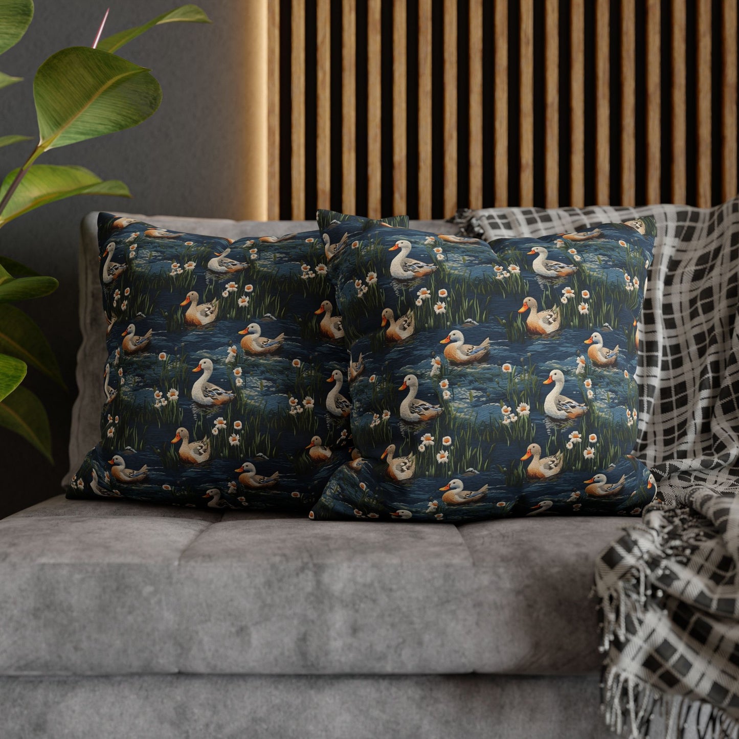Woodland Duck Embroidery Pattern Pillowcase