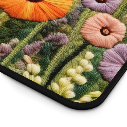 Wildflowers Embroidered Desk Mat | Office Decor GiftDesk Mats