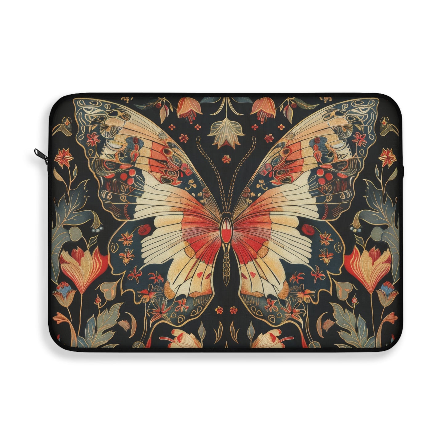 Butterfly Laptop Sleeve, William Morris Inspired Vintage Floral Art Case, Elegant Botanical Insect Laptop Cover (12”, 13”, 15”)