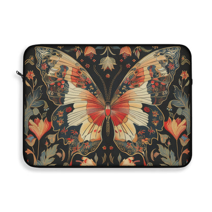 Butterfly Laptop Sleeve, William Morris Inspired Vintage Floral Art Case, Elegant Botanical Insect Laptop Cover (12”, 13”, 15”)