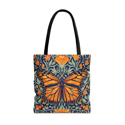 William Morris Inspired Monarch Butterfly Spring Tote Bag, Eco-Friendly Carryall