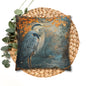 Autumn Heron Throw Pillowcase: Rustic Lake Scene Wildlife Decor