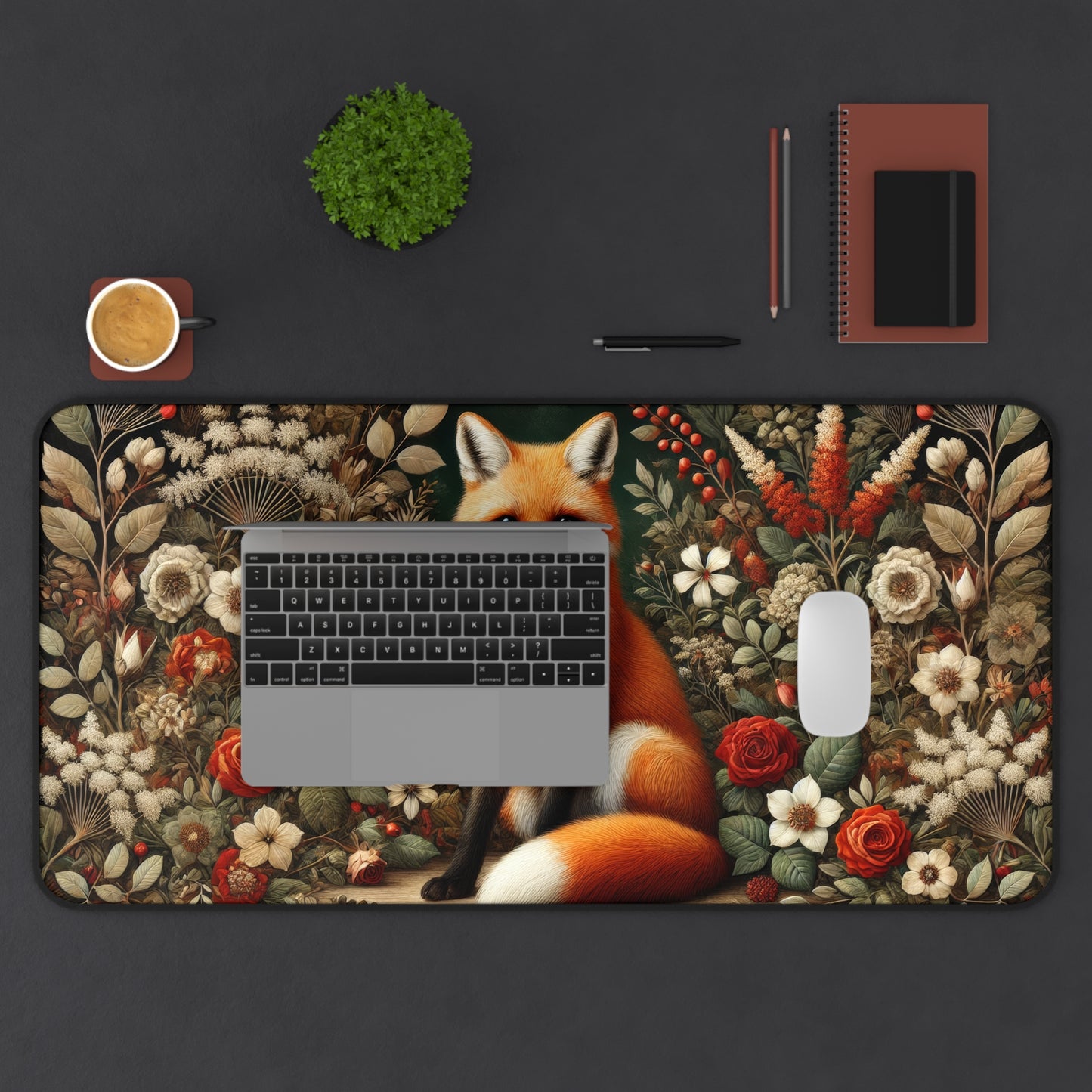 Rustic Fox Desk Mat - Nature-Inspired Office Accessory for Home and Work