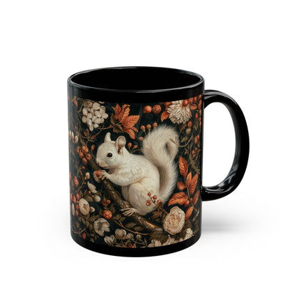 Mug Woodland Squirrel Art Nouveau William Morris Inspired Fall Autumn Black Coffee 11oz 15oz, Gift for Nature Lover, Kitchen Decor, Unique