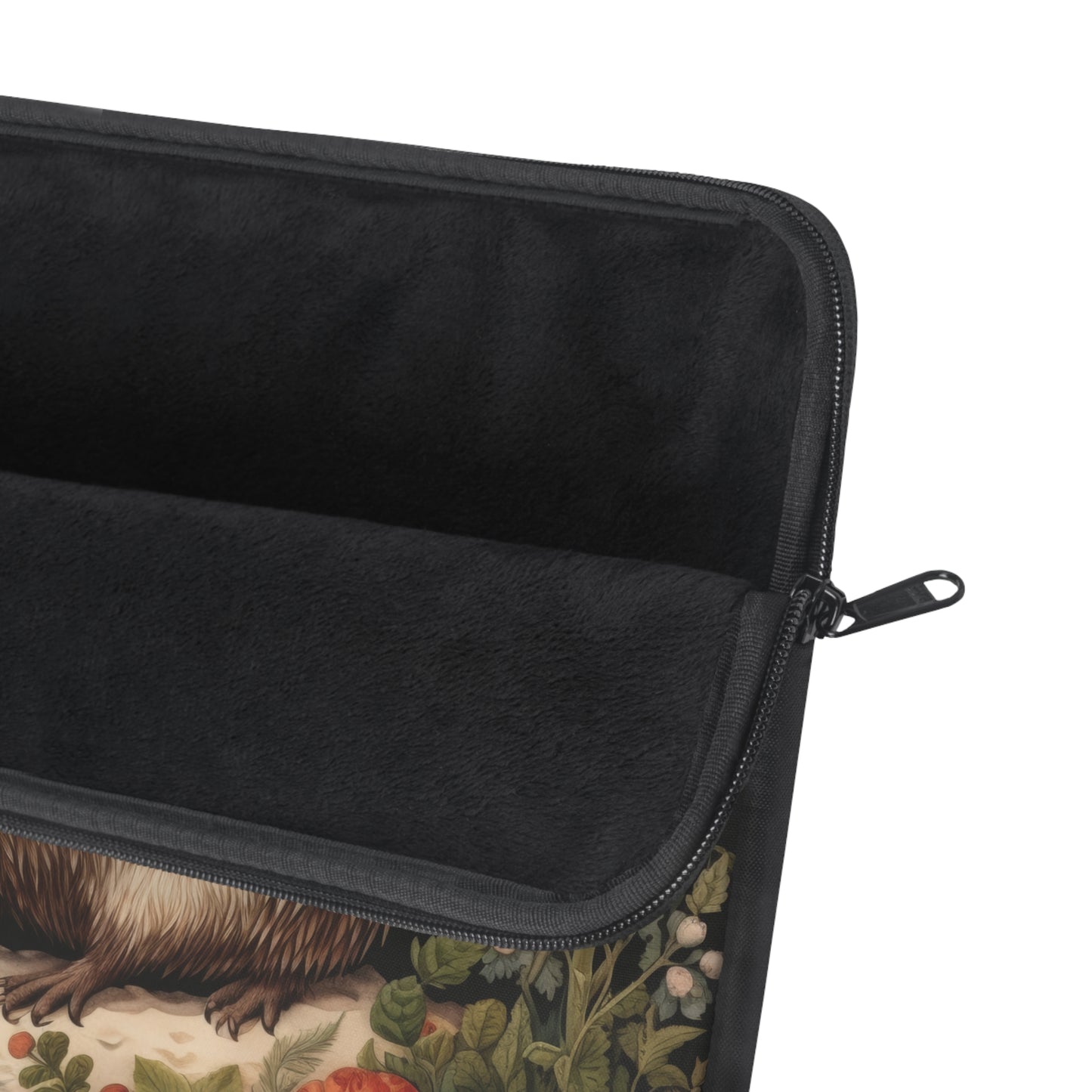 Hedgehog Laptop Sleeve, William Morris Inspired Woodland Floral Art Case, Cute Botanical Animal Laptop Cover (12”, 13”, 15”)