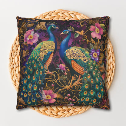 Pillowcase Peacocks Pink Florals Victorian Ornate Decorative, William Morris Inspired Home Decor