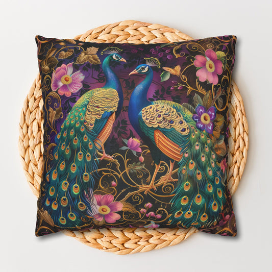 Pillowcase Peacocks Pink Florals Victorian Ornate Decorative, William Morris Inspired Home Decor