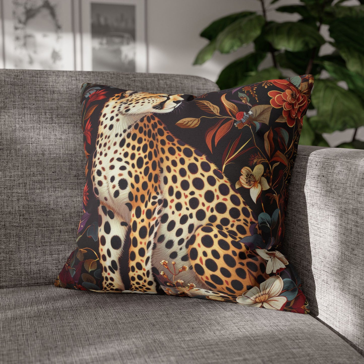 William Morris Inspired Botanical Cheetah Pillowcase