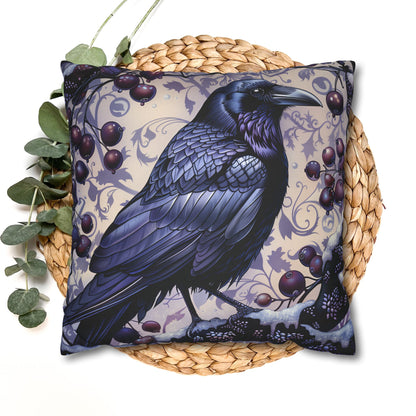 Gothic Raven Pillow Cover, Dark Forest Bird Decor,  pillowcase