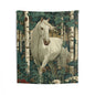 White Horse Forest Tapestry Birch Woodland Botanical Wall Hanging