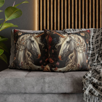 White Unicorn Botanical William Morris Inspired Victorian Pillowcase, Home Decor, Spun Polyester Square Pillowcase