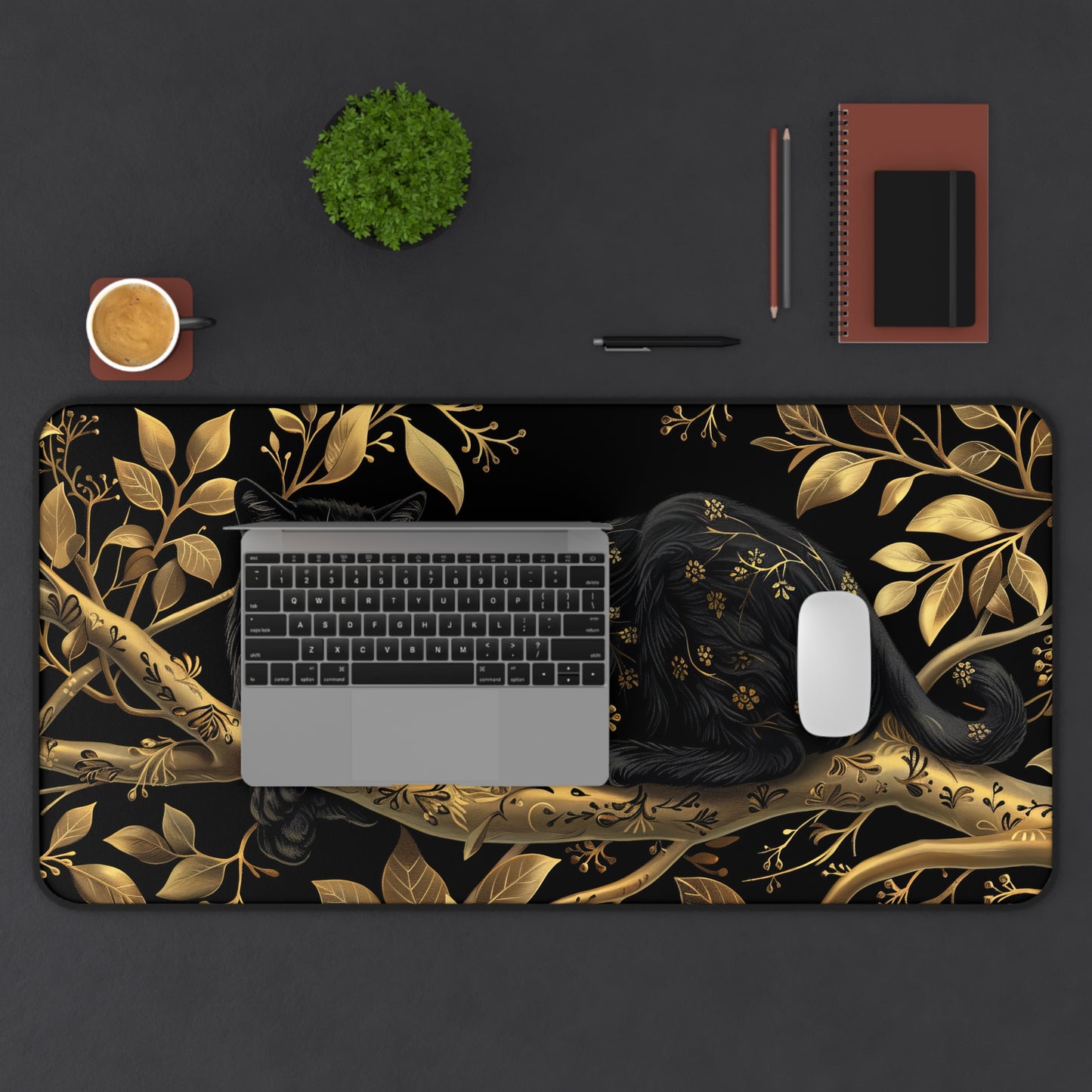 William Morris Inspired Black Panther Desk Mat 2 Sizes | Gamer Keyboard Mouse Pad | Office Decor GiftDesk Mats