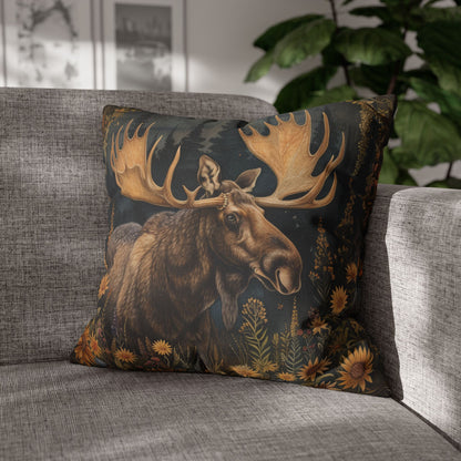 William Morris Inspired Woodland Moose Wildflowers Decorative Pillowcase