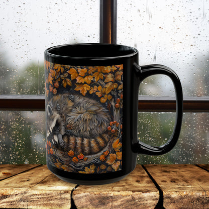 Sleeping Raccoon Mug, Nature Lover Gift, Coffee Cup, Tea Mug, Forest Animal Kitchen Decor, Cute Wildlife Ceramic Drinkware