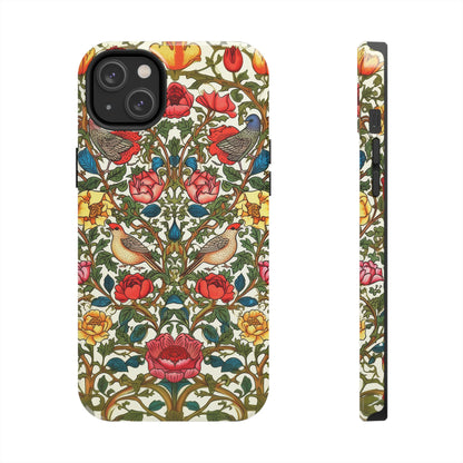 Vintage Pattern Rose And Bird in The Style of William Morris iPhone Tough Case