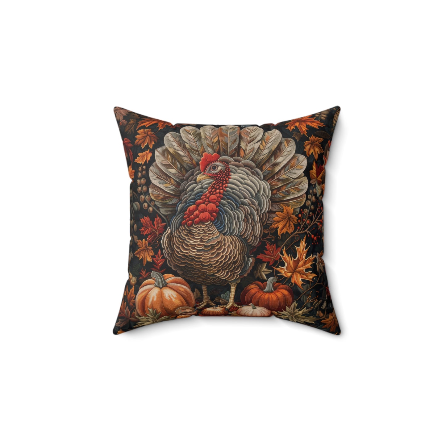 Thanksgiving Turkey Pillow: William Morris Inspired Fall Decor