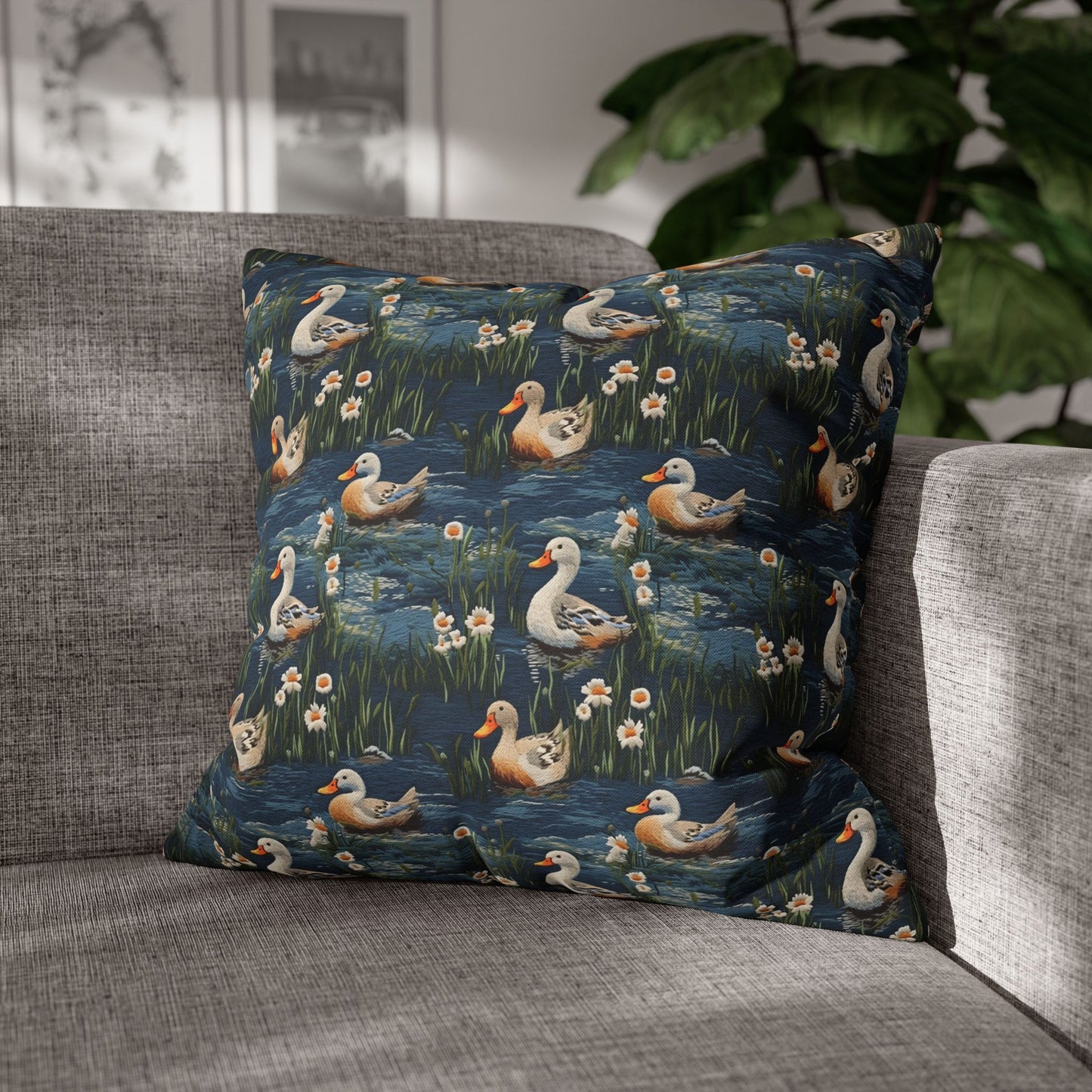 Woodland Duck Embroidery Pattern Pillowcase