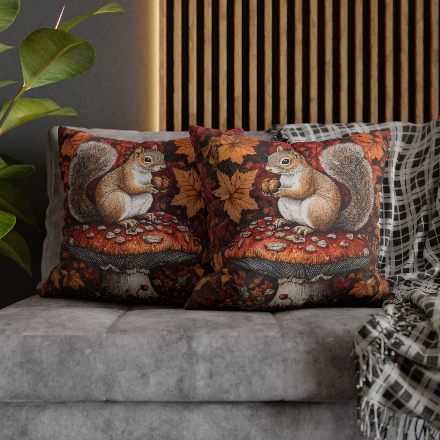 Squirrel In A Leafy Paradise Fall Season Decorative Pillow case