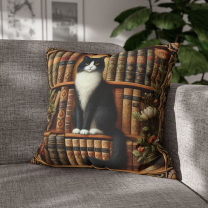 Cat Bookshelf Pillowcase: Whimsical Book Lover Home Decor