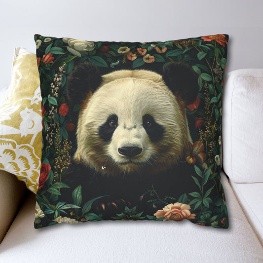 Botanical Panda Decorative Pillowcase Morris Inspired | Cottage-core Pillow