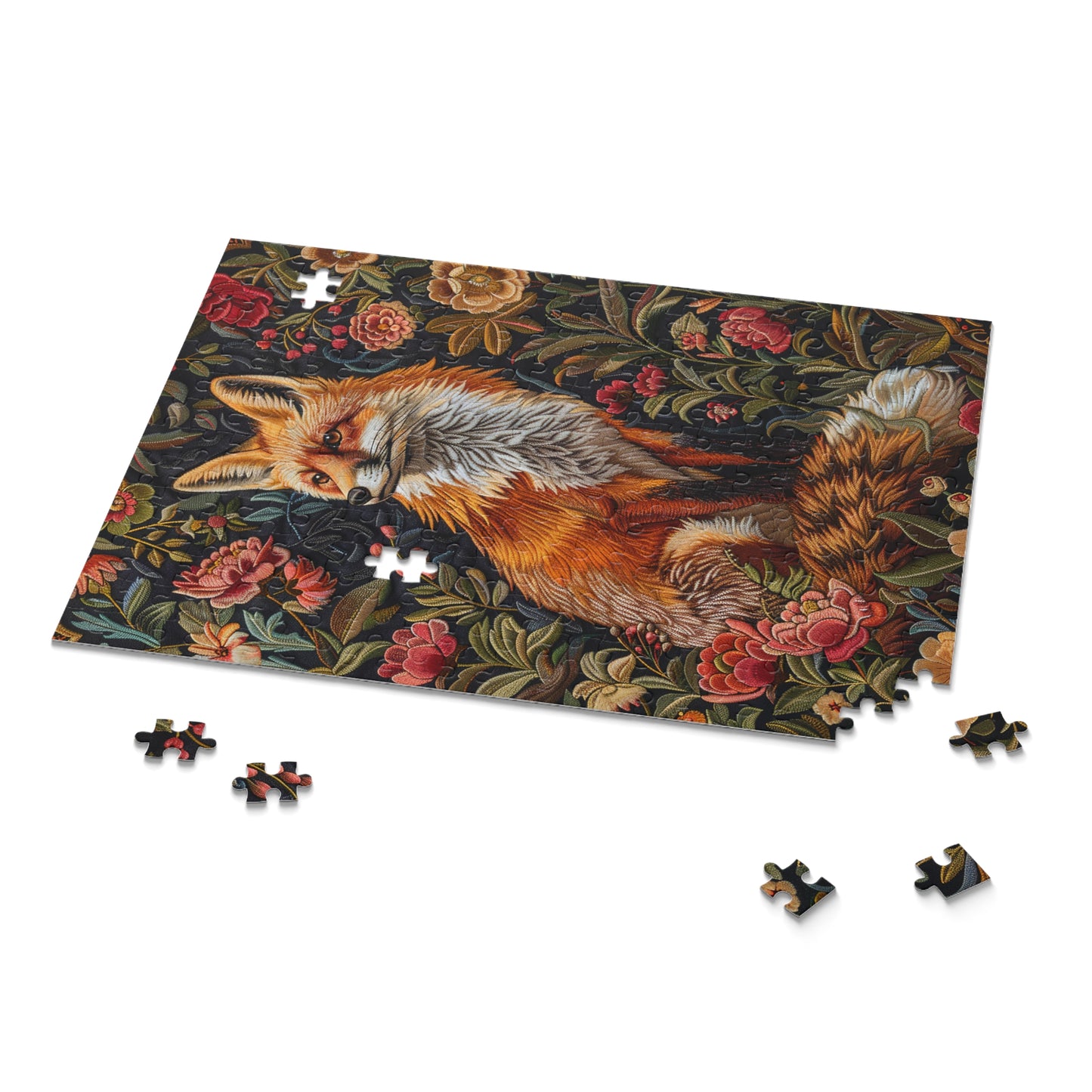Wild flowers Fox William Morris Inspired Jigsaw Puzzle (120, 252, 500-Piece) Gift-Ready Box, Adult Jigsaw Puzzle