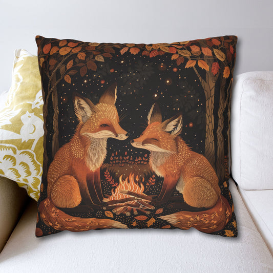 Woodland Foxes With Cozy Bonfire Pillowcase