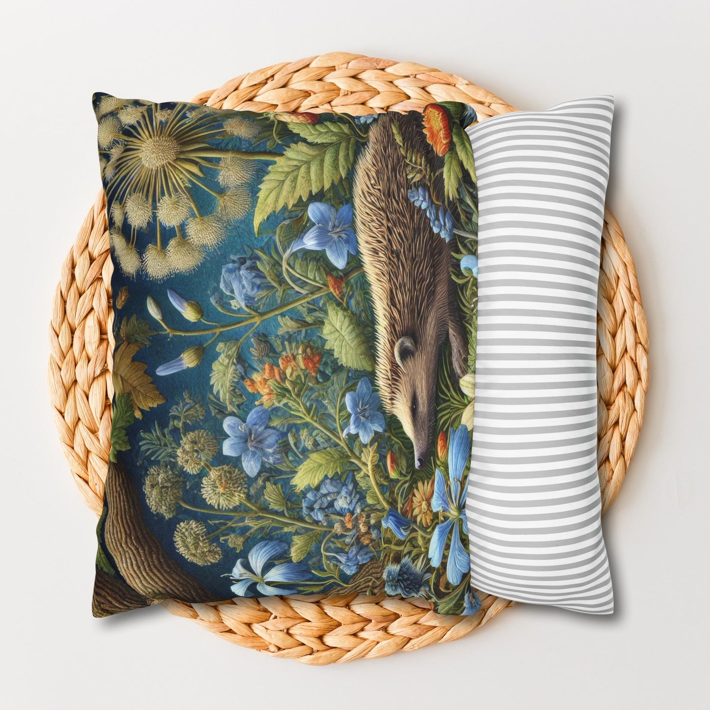 Woodland Hedgehog Forestcore Spun Polyester Square Pillowcase