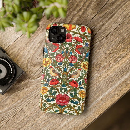 Vintage Pattern Rose And Bird in The Style of William Morris iPhone Tough Case