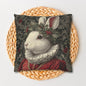 Pillowcase Christmas Rabbit Holiday Bunny, William Morris Inspired Festive Animal Throw Pillowcase