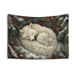 Tapestry of Art Deco Winter Arctic Fox, William Morris Inspired Decorative Indoor Wall Tapestries, Cozy Home Decor