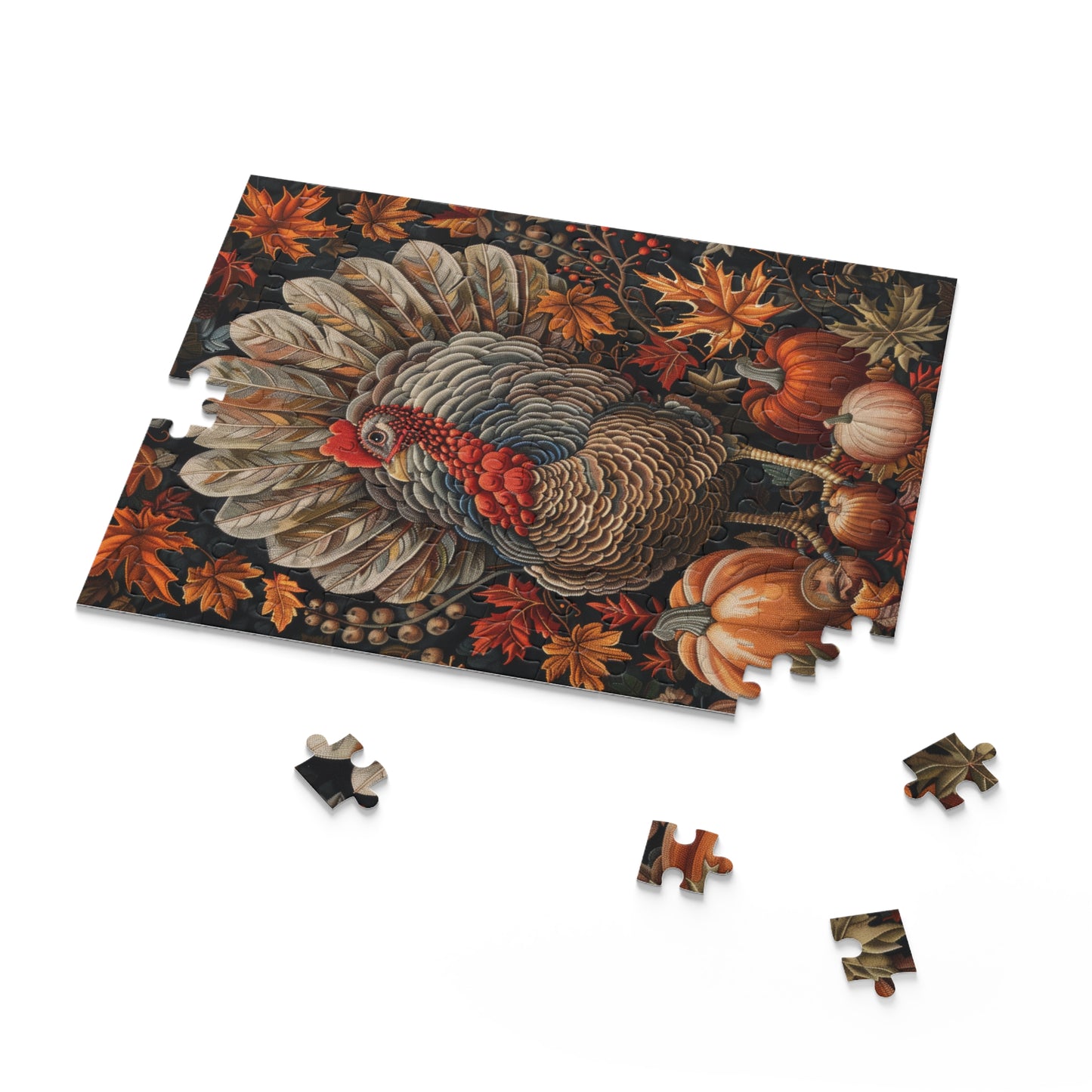 Thanksgiving Turkey Pumpkins Jigsaw Puzzle (120, 252, 500-Piece) Gift-Ready Box, Adult Jigsaw Puzzle