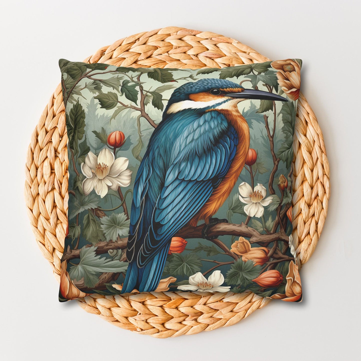 William Morris Inspired Botanical Kingfisher Pillowcase