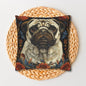 William Morris Inspired Pug Dog  Decorative Pug  Spun Polyester Square Pillowcase
