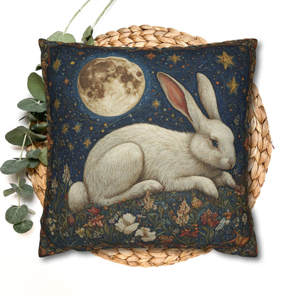 Victorian Whimsy Full Moon Rabbit Decorative Pillowcase