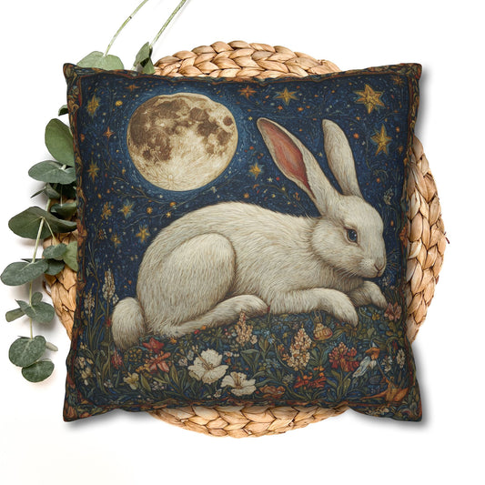 Victorian Whimsy Full Moon Rabbit Decorative Pillowcase